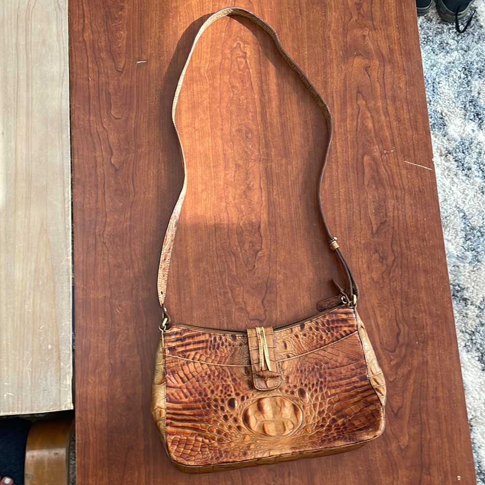 Brahmin Toasted Almond Crocodile Shoulder/Crossbody Bag